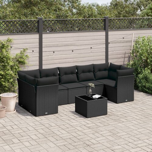vidaXL 8-dijelni set vrtnih sofa od poliratana s jastucima crni Cijene