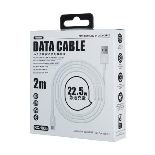 Remax Kabl Marlik RC-183A, USB-A na Type-C, 66W, 6A, 2 m, Bijeli Cijene