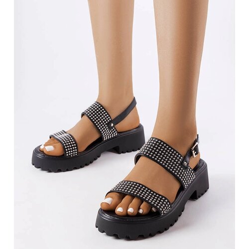 Gemre Black sandals decorated with Biloxi studs Cene