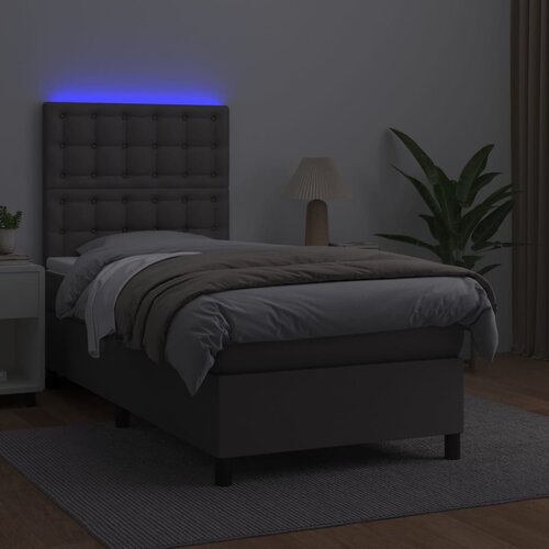  box spring s madracem LED sivi 80x200 cm od umjetne kože Slike