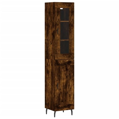 Maison Chic Visoka omara - Komoda - Predalnik dimljeni hrast 34,5x34x180 cm inženirski les, (21719600) Cene