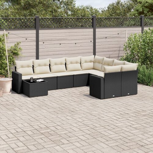  10-dijelni set vrtnih sofa s jastucima crni od poliratana Cijene