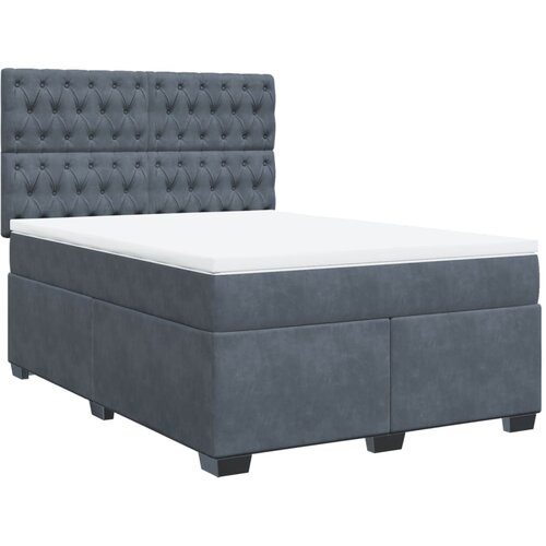 vidaXL Box spring postelja z vzmetnico temno siva 160x200 cm žamet, (21305363) Cene