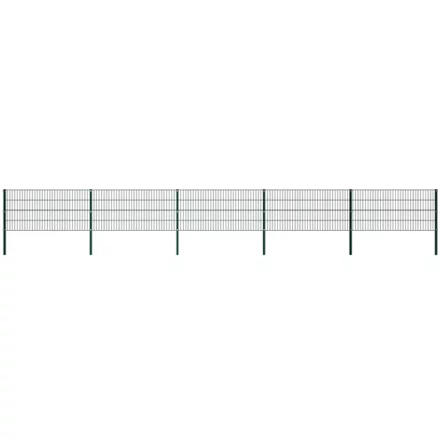 vidaXL ograjni paneli s stebrički železo 8,5x0,8 m zeleni