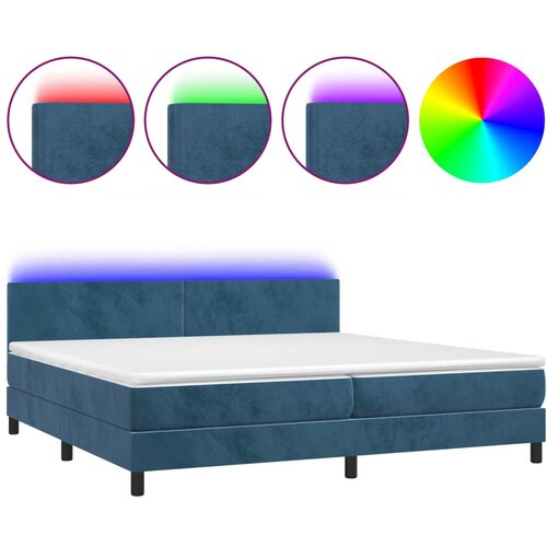 VidaXL Box spring postelja z vzmetnico LED temno modra 200x200cm žamet, (20790271) Slike