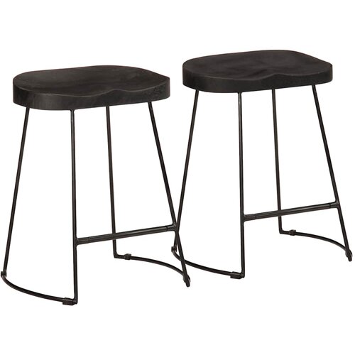 vidaXL Barski stolčki 2 črni Black 46x38x52 cm trden mangov les Cene