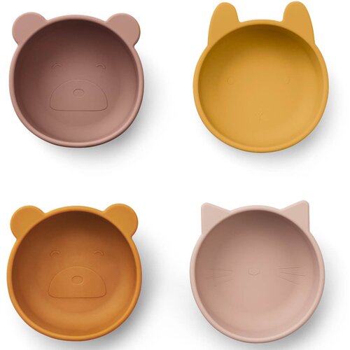 Liewood 4 dijelni set silikonskih zdjelica iggy dino rose mix Slike