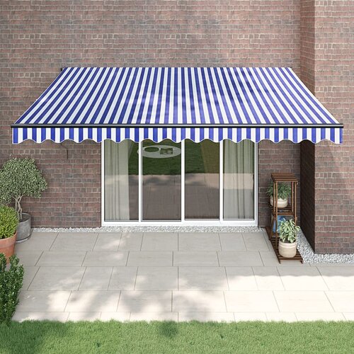 VidaXL Automatska tenda na uvlačenje plavo-bijela 4 x 3 m Slike