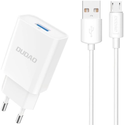 Dudao MREŽNI POLNILEC A4EU 2.1A USB-A, BEL Z USB-A-MICRO USB KABLOM, (21834930) Cene