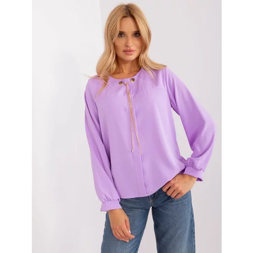 Fashion Hunters Light purple loose formal blouse with chain