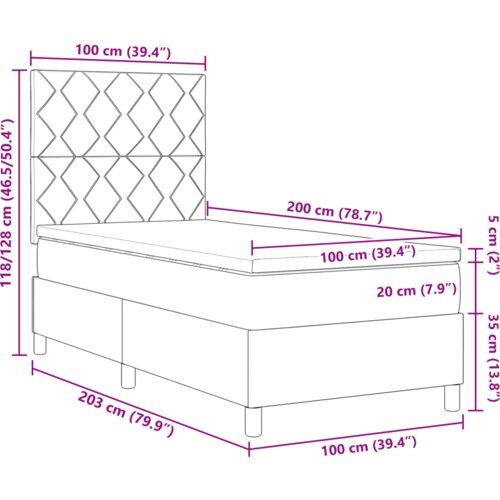  Krevet sa kutijom s madracem i LED plavim 100x200 cm tkanina Slike