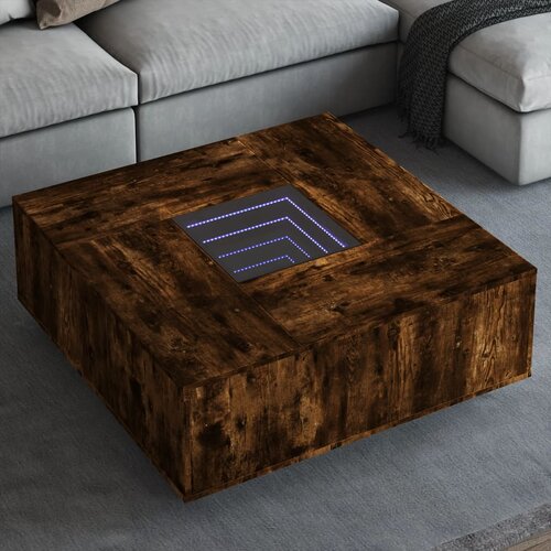 Furnova Klubska mizica z neskončnimi LED dimljen hrast 100x100x40 cm, (21915364) Cene