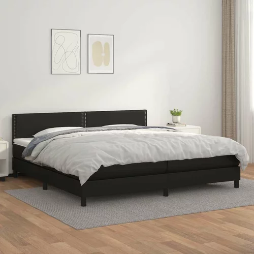  Box spring postelja z vzmetnico črna 200x200 cm umetno usnje, (20725982)