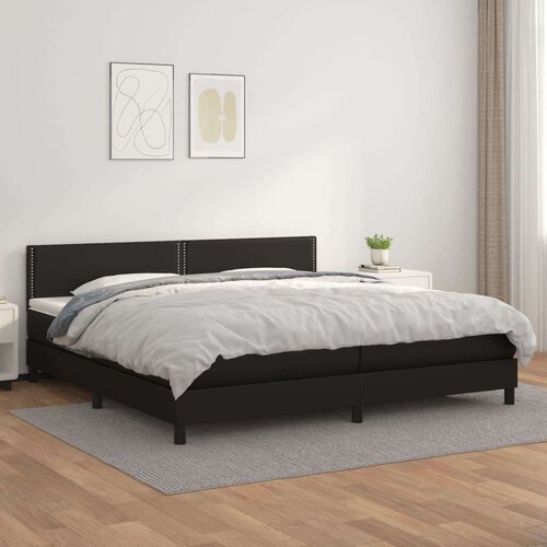  Krevet s oprugama i madracem crni 200x200 cm od umjetne kože Slike