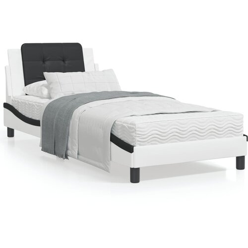 VidaXL Okvir za krevet s uzglavljem bijelo-crni 100x200cm umjetna koža Slike