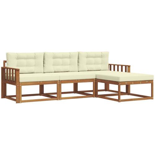  Set vanjskih sofa 4 kom. Prirodna i krem Smeđa 249,5 x 162,5 x 73 cm Slike