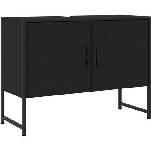 Maison Chic Kopalniška omarica za umivalnik - Umivalniška omarica črna 80x33x60 cm inženirski les, (21759010) Cene