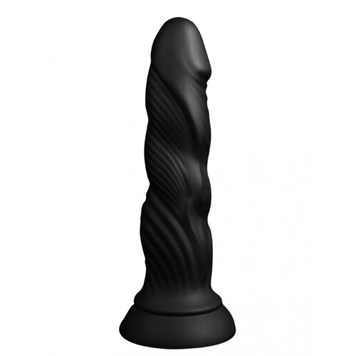  Crni rebrasti silikonski dildo &amp;mdash; 17,8 cm &amp;mdash; AT 1188 Slike