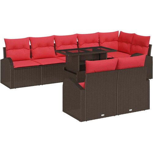 vidaXL Vrtna sedežna garnitura s shranjevanjem 9 pcs Rjava Poly ratan, (5000021810) Cene