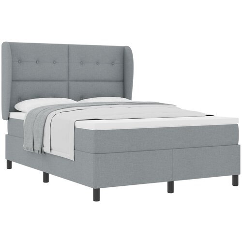 vidaXL Box Spring Krevet s Madracem u Svjetlosivoj, 160x200 cm, Tkanina Cijene