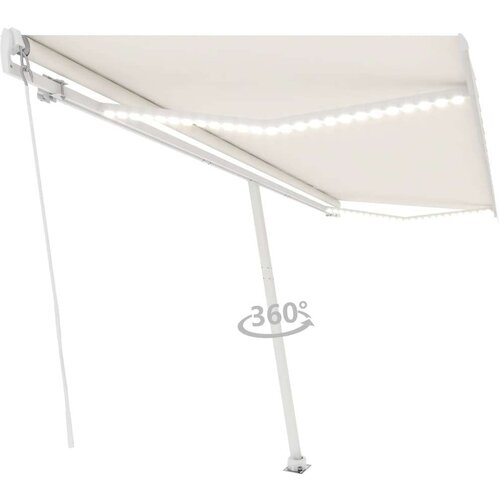  Tenda na ručno uvlačenje s LED svjetlima 500x350 cm krem Cijene