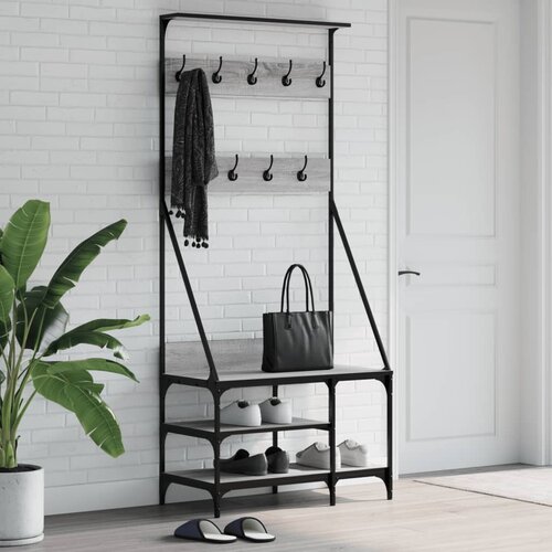 VidaXL Regal za oblačila s delom za čevlje siva sonoma 80x40x184 cm Slike