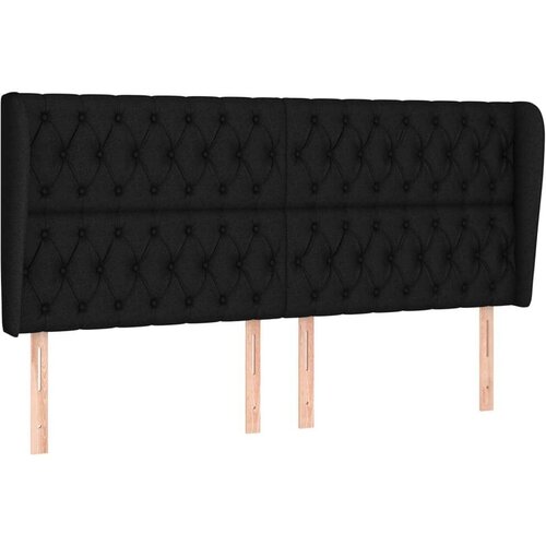  Uzglavlje s u&amp;scaron;ima crni 203x23x118/128 cm od tkanine Slike