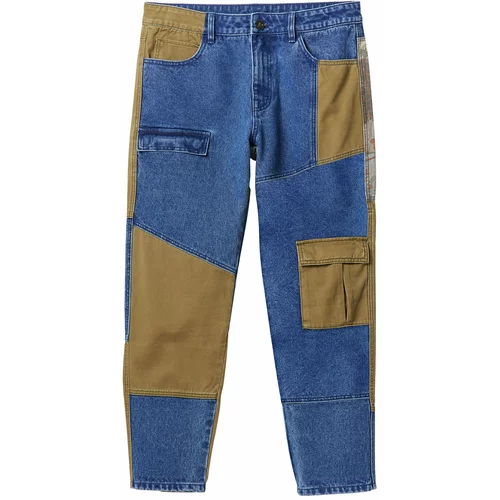 Desigual Cargo hlače plavi traper / maslinasta