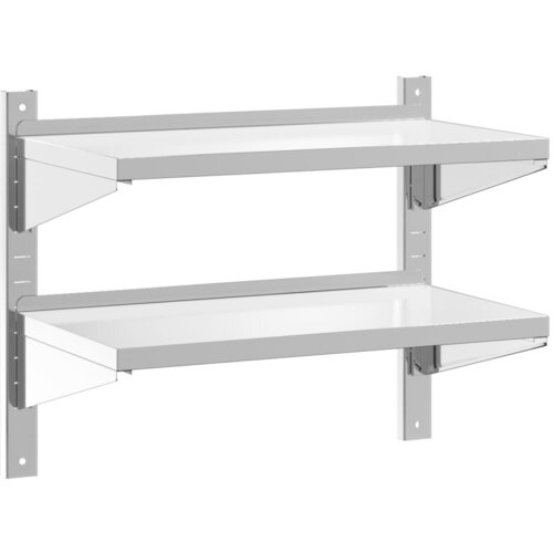 VidaXL stenska polica 2-nadstropna 75x40x60 cm srebrna nerj. jeklo, (21326512) Slike
