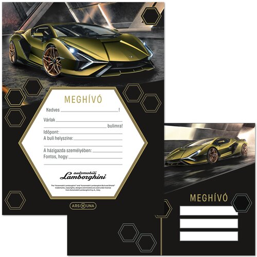 Ars Una žuti set od 10 pozivnica s motivom Lamborghinija i kuvertama Slike