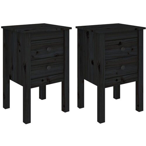 Maison Chic Dvo delni komplet Nočne omarice - Nočne mize črna 40x35x61,5 cm trdna borovina, (21689859) Cene
