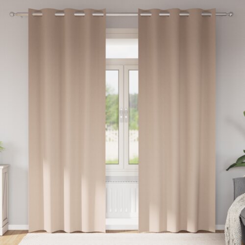 vidaXL Zavjese sa zavjesama 2 pcs Sivo-smeđa 245 x 140 cm Poliester Cijene
