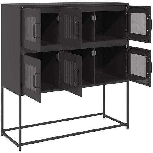  Komoda crna 100,5 x 39 x 107 cm od hladno valjanog čelika Slike