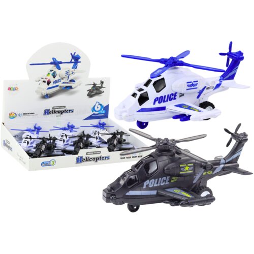 Police Helicopter White or Black Friction Drive Light and Sound Slike