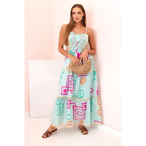 Kesi Włoski Women's cotton dress with a colorful pattern blue Cijene