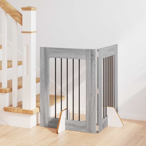  Vrata za pse s postoljem 2 pcs Siva sonoma 60 x 80 cm Cene