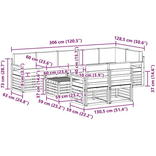  Set vanjskih sofa 9 kom. Bijela i svjetlosiva Poliester Slike