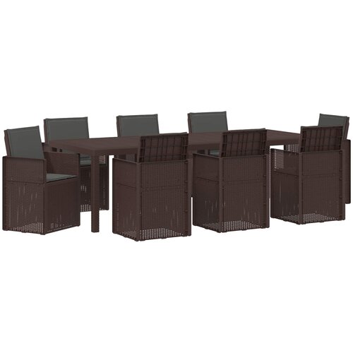 VidaXL Komplet za jedilnico v vrtu 9 pcs Rjava in antracit PP, (5000334776) Slike