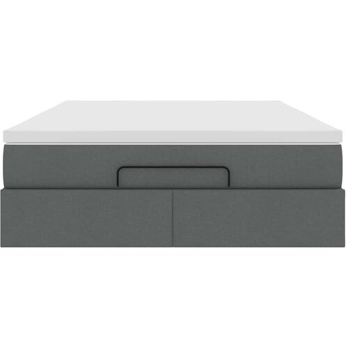  Otomanski krevet s madracem tamnosivi 140x190cm od tkanine Slike