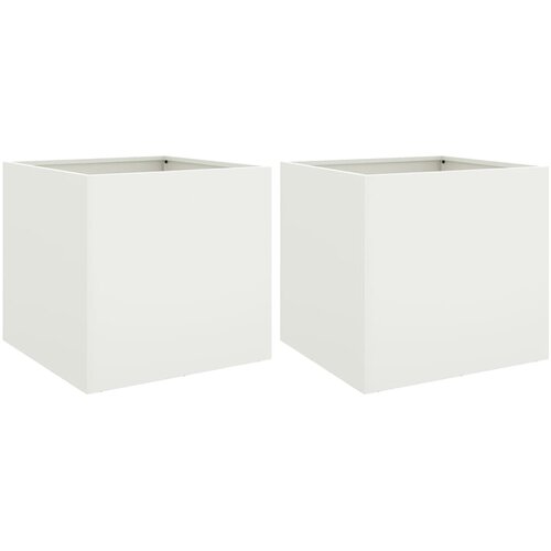 Maison Chic Cvetlično korito - Cvetlični Lonec 2 kosa belo 49x47x46 cm jeklo, (21790650) Slike