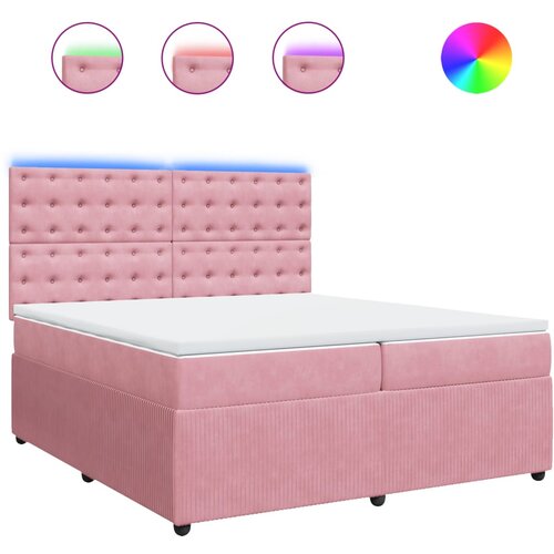 vidaXL Box spring postelja z vzmetnico roza 200x200 cm žamet, (21305901) Cene