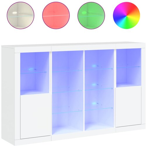 Maison Chic Komoda - Predalnik z LED diodami 3 kosi bel inženirski les, (21718828) Cene