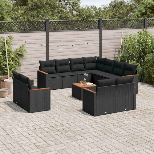  12-dijelni set vrtnih sofa od poliratana s jastucima crni Cijene