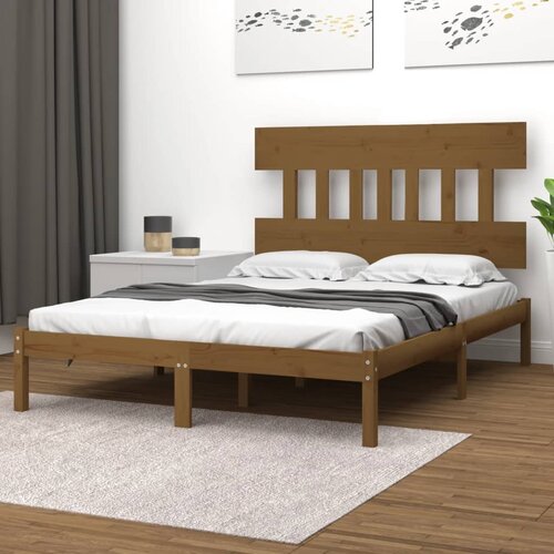 The Living Store Posteljni okvir medeno rjav iz trdnega lesa 200x200 cm - Posteljni Okvir, (21527729) Slike