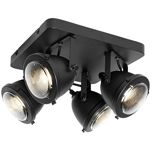 QAZQA Industrijski spot črn 4-light - Emado Cene