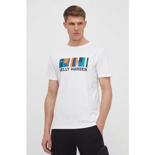 Helly Hansen Pamučna majica za muškarce, boja: bijela, s tiskom