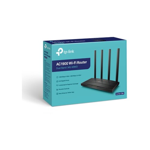 Tp-link Archer C80 AC1900 802.11ac Wave2 3&amp;times;3 MIMO Wi-Fi Router, 1300Mbps at 5GHz + 600Mbps at 2.4GHz, 5 Gigabit Ports,4 antennas, Beamforming,S Slike