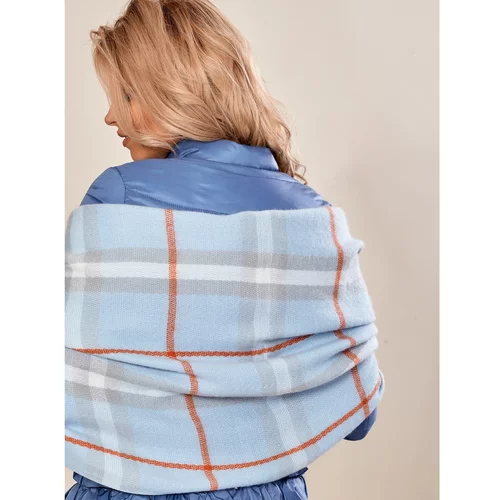 Fashion Hunters Light blue checked scarf with fringes