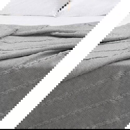 Oyo Concept Sivi pamučni prekrivač za bračni krevet 200x220 cm Trenza - Slike
