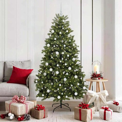 vidaXL Umjetno božićno drvce S LED lampica Zelena 180 cm PVC i metal Cijene